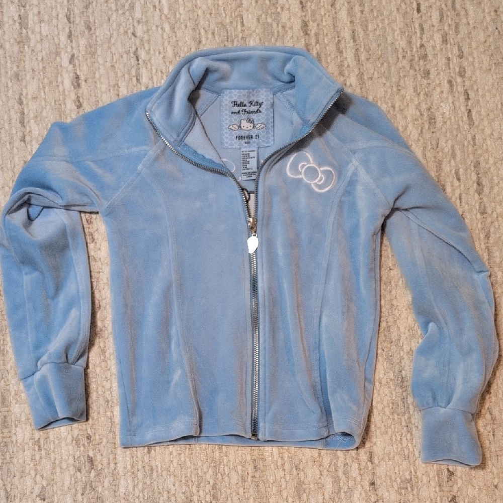 Kids Hello Kitty Powder Blue Full-Zip Fleece Jacket Girls 9-10